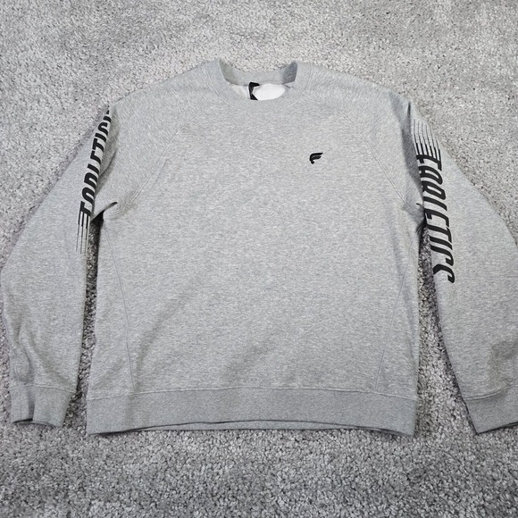 Fabletics Mens Sweater XL Gray Go To Crew Pullover Long‎ Sleeve Spellout - Picture 1 of 10